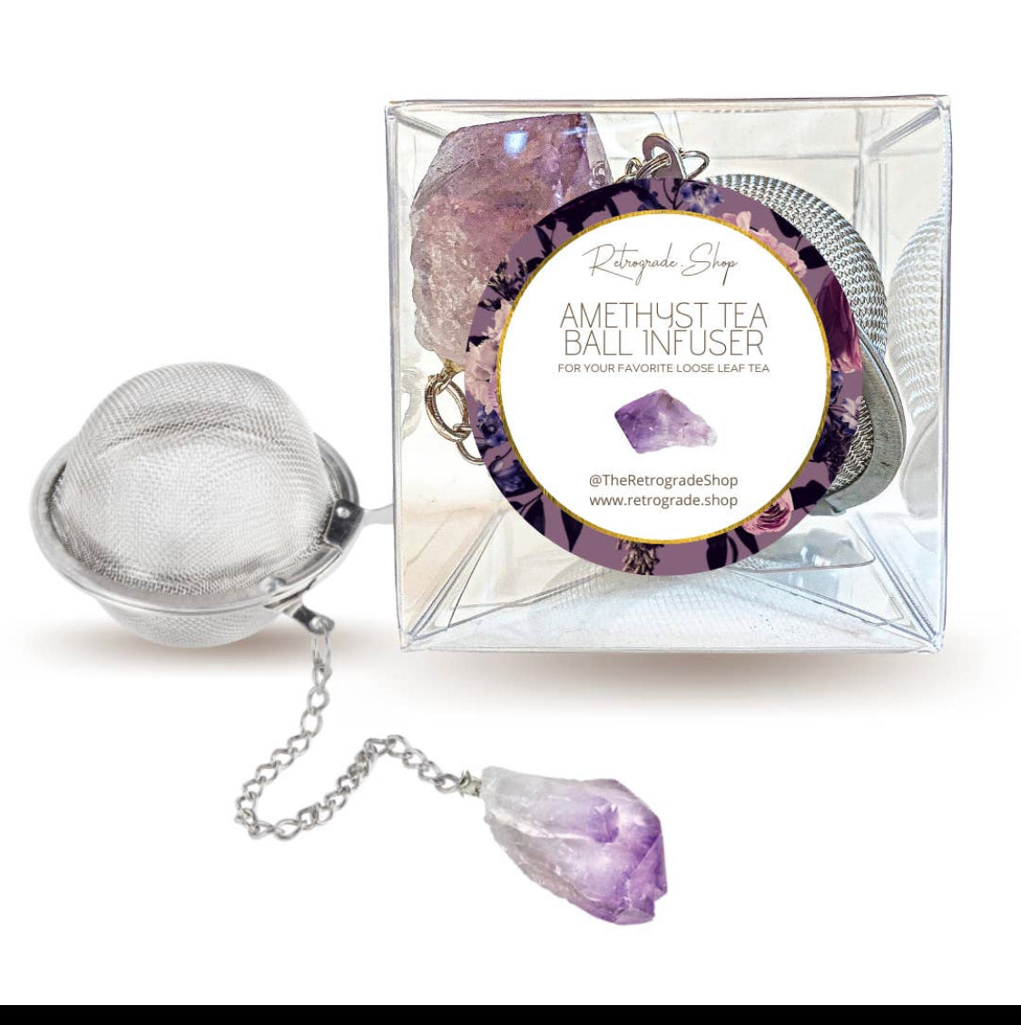 Amethyst Crystal Gemstone 2-Inch Tea Ball Infuser