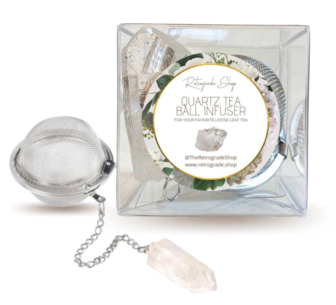 Clear Quartz Crystal Gemstone 2-Inch Tea Ball Infuser
