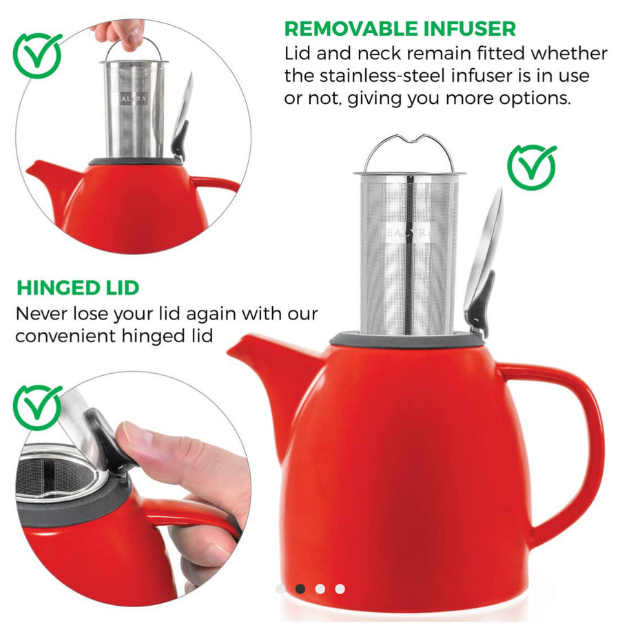 Drago RED Ceramic Teapot With Infuser